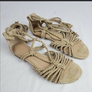 Joie Falk Powder Suede Braided Tassel Sandals NWOT